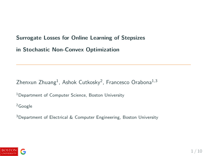 surrogate losses for online learning of stepsizes in