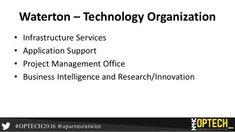 Waterton  Technology Organization  Infrastructure Services  Application Support
