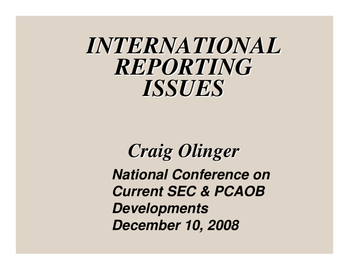 international international reporting reporting issues