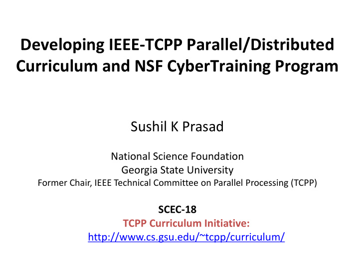 curriculum and nsf cybertraining program