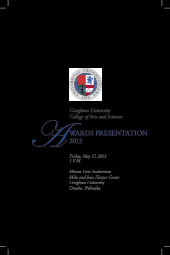 A  College of Arts and Sciences  WARDS PRESENTATION  2013  Friday, May 17, 2013  1 P.M.