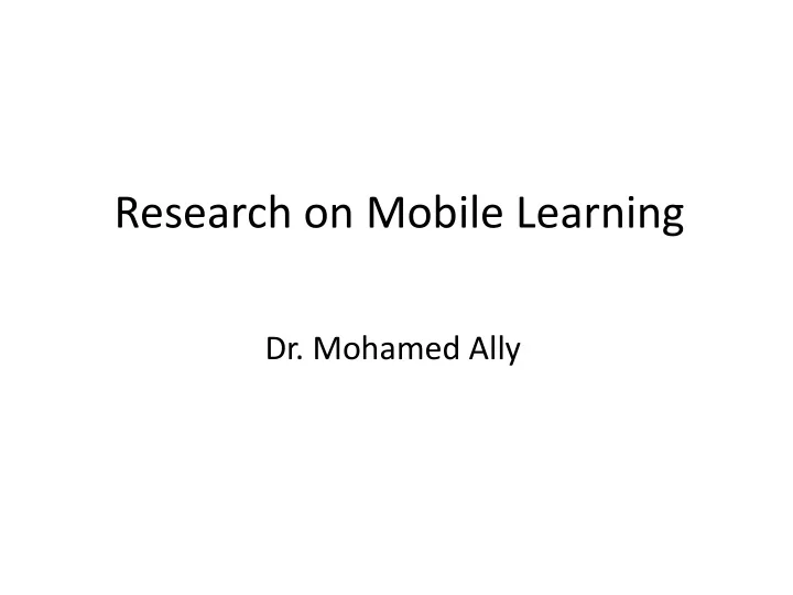 research on mobile learning