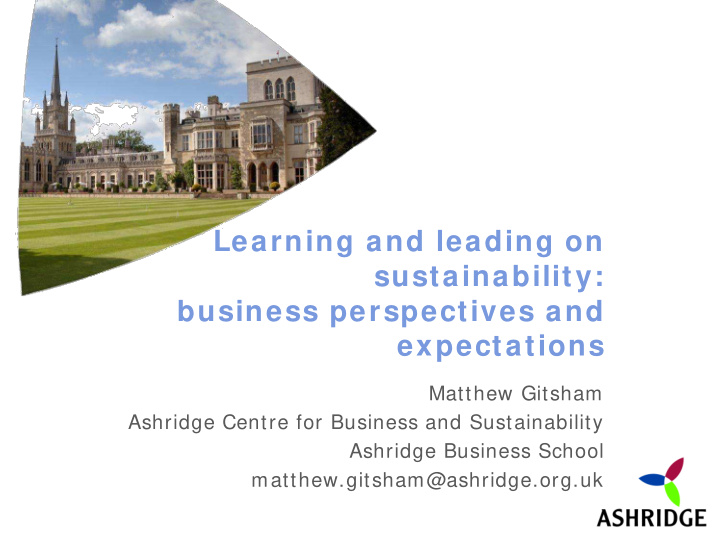 learning and leading on sustainability business