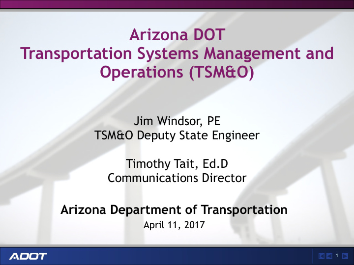 arizona dot transportation systems management and