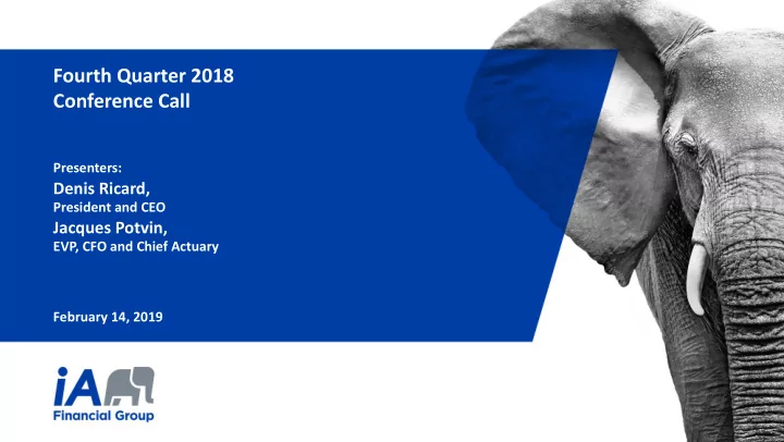 fourth quarter 2018 conference call