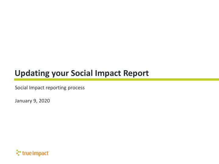 updating your social impact report