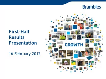 Results  Presentation  16 February 2012  Agenda  Business Update &amp; Results Highlights  Tom
