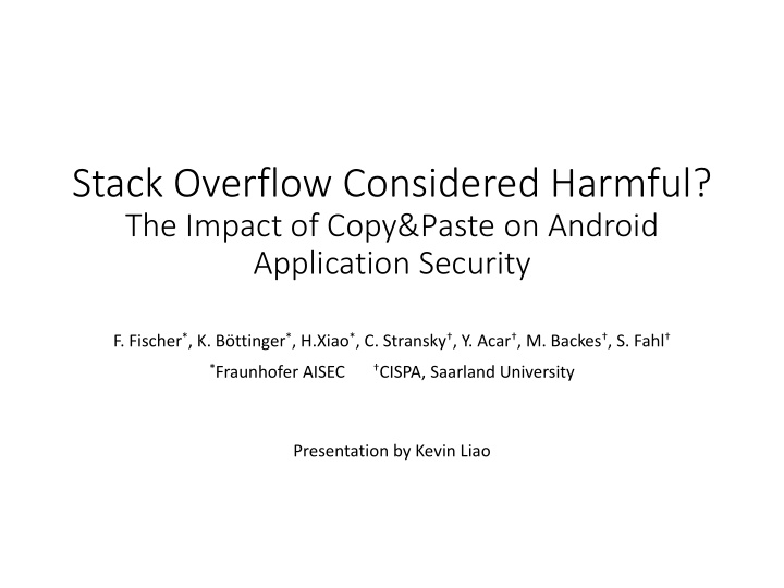 stack overflow considered harmful
