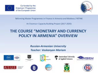 THE COURSE MONETARY AND CURRENCY POLICY IN ARMENIA OVERVIEW  Russian-Armenian University