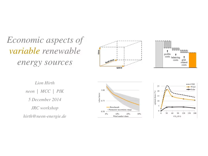 economic aspects of variable renewable energy sources