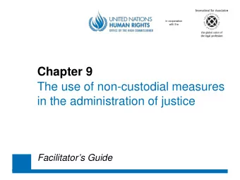 Chapter 9  The use of non-custodial measures  in the administration of justice  Facilitators