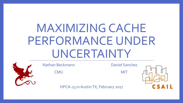 maximizing cache