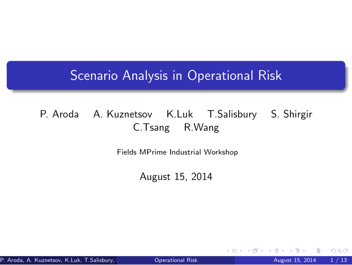 scenario analysis in operational risk