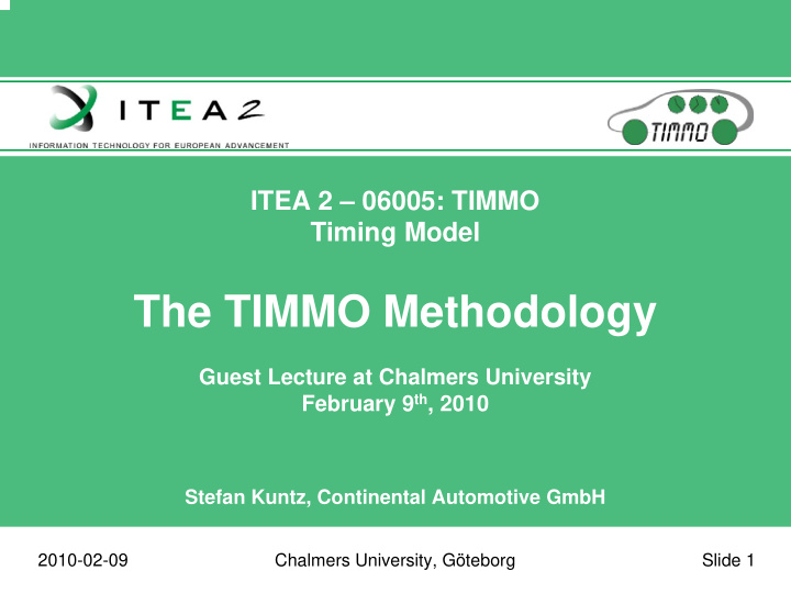 the timmo methodology