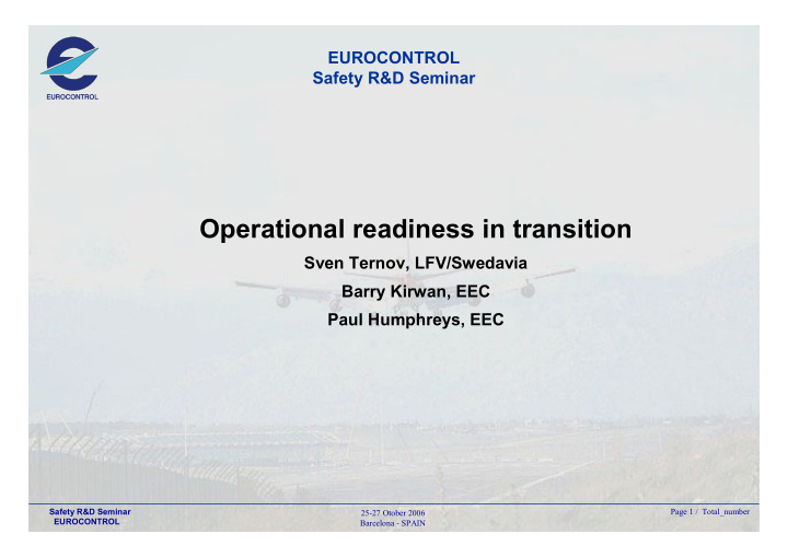 operational readiness in transition