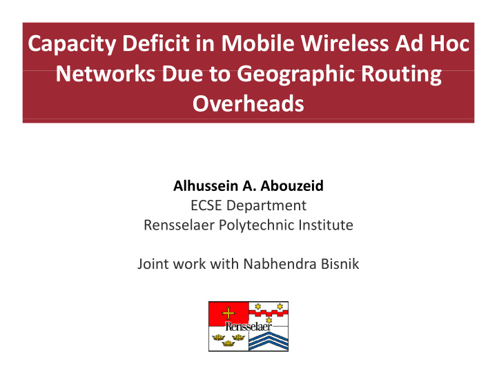 capacity deficit in mobile wireless ad hoc networks due
