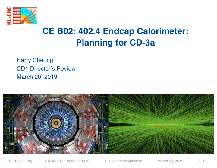 ce b02 402 4 endcap calorimeter planning for cd 3a