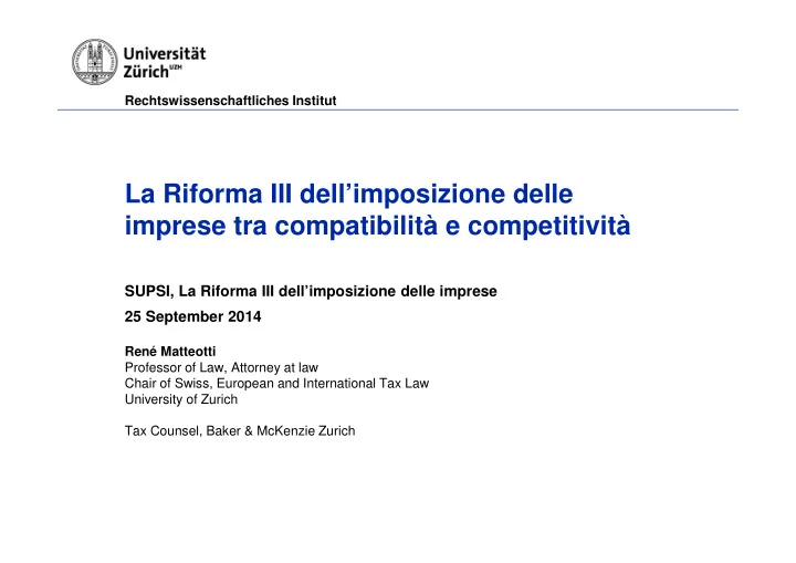 la riforma iii dell imposizione delle imprese tra