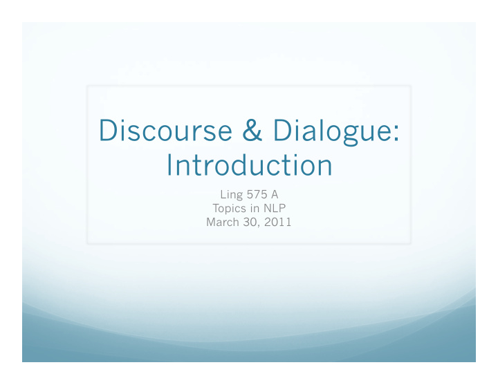 discourse dialogue introduction