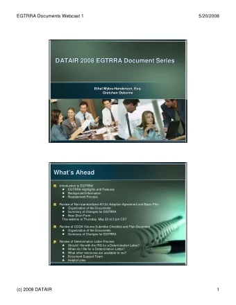 DATAIR 2008 EGTRRA Document Series  DATAIR 2008 EGTRRA Document Series  Ethel Myles-Henderson, Esq.