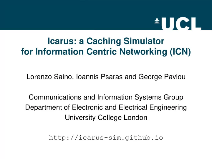 for information centric networking icn