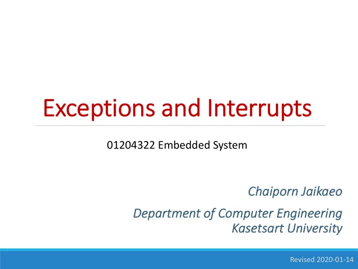 ex excepti tion ons s and interru rrupts ts