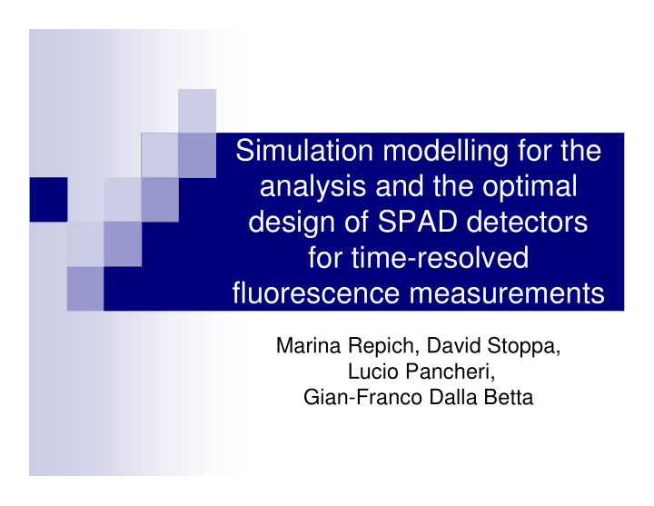 simulation modelling for the analysis and the optimal