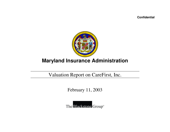 maryland insurance administration valuation report on