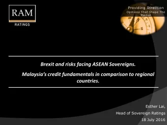 Malaysias credit fundamentals in comparison to regional  countries.  Esther Lai,  Head of