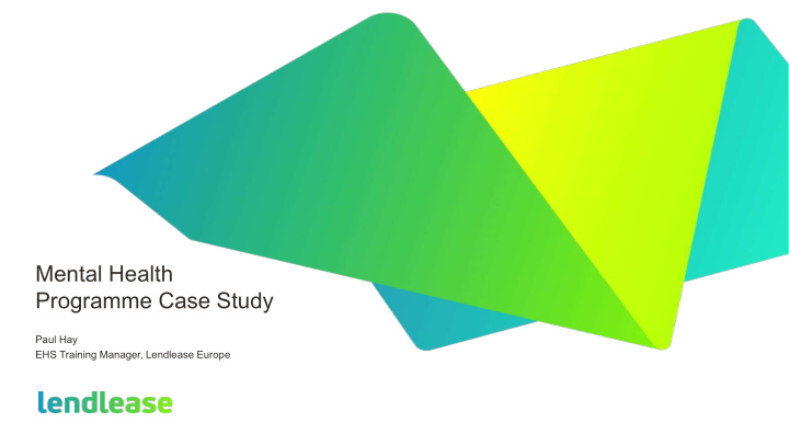 mental health programme case study