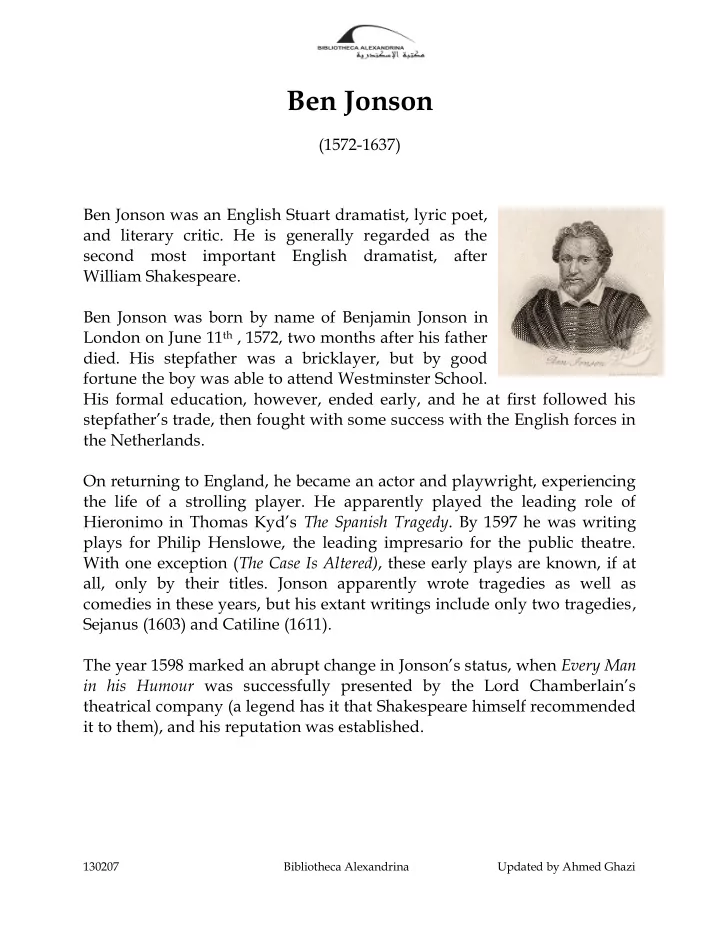 ben jonson