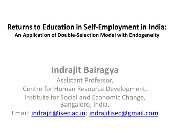 Indrajit Bairagya  Assistant Professor,  Centre for Human Resource Development,  Institute for
