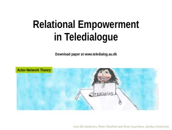 Relational Empowerment  in Teledialogue  Download paper at www.teledialog.au.dk  Actor-Network