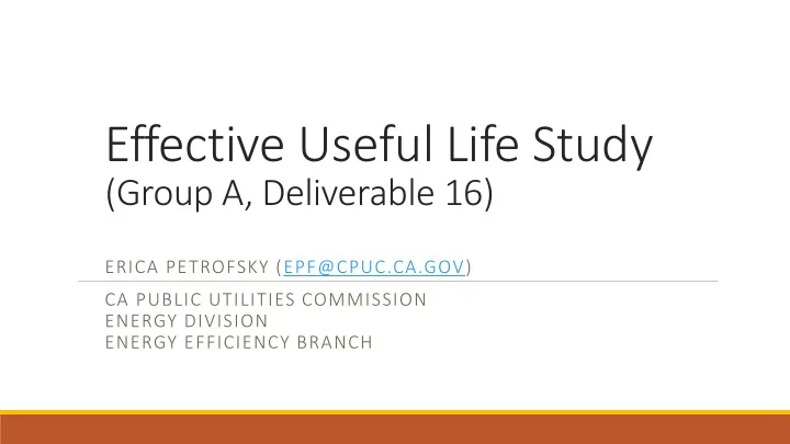 effective useful life study