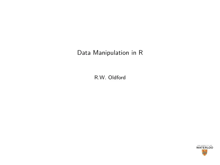 data manipulation in r