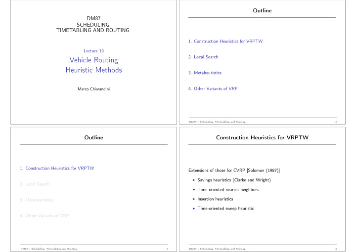 vehicle routing heuristic methods