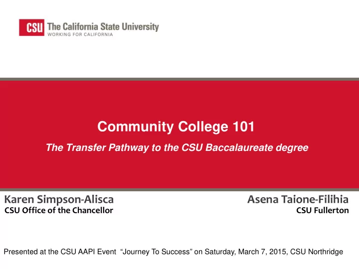 community college 101