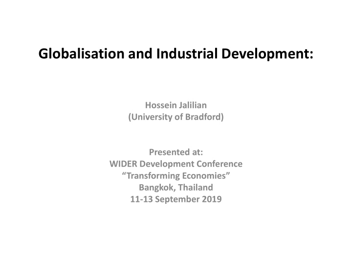 globalisation and industrial development