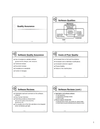1  Typical Review Team  Software Review Guidelines  Developer -- presents the material