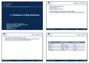 1. Problems of Big Software  Prof. Dr. rer. nat. habil. Uwe Amann  Institut fr Software- und