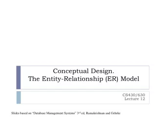 The Entity-Relationship (ER) Model  CS430/630  Lecture 12 Slides based on Database Management