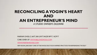 RECONCILING A  YOGINS HEART  AND  AN ENTREPRENEURS MIND  A STUDIO OWNERS DILEMMA  MARYAM