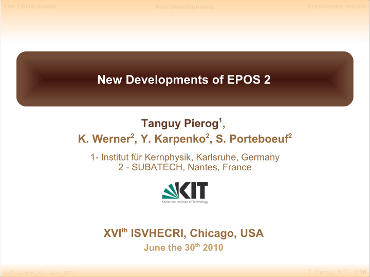 new developments of epos 2