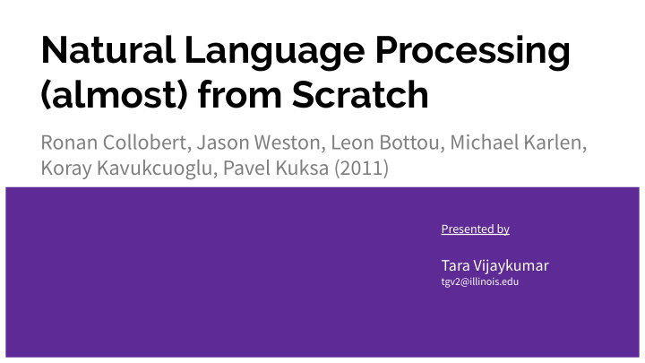 natural language processing almost from scratch