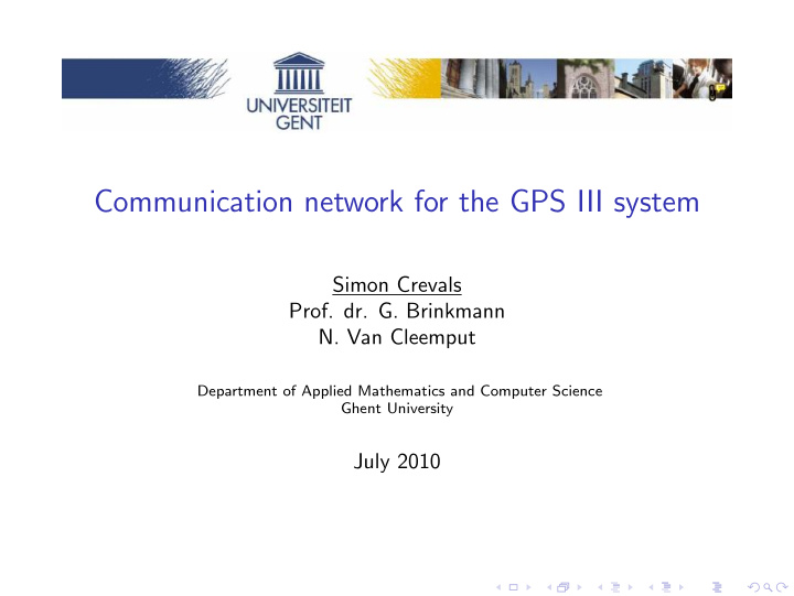 communication network for the gps iii system