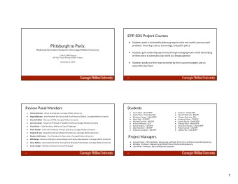 Pittsburgh to Paris:  problems  involving science, technology, and public policy  Reducing the