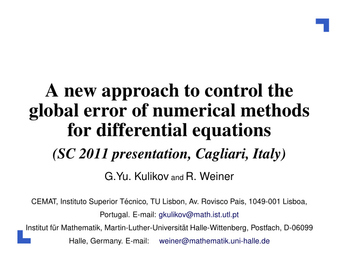 a new approach to control the global error of numerical