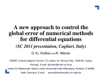 A new approach to control the  global error of numerical methods  for differential equations  (SC