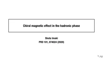 Chiral magnetic effect in the hadronic phase  Shota Imaki  PRD 101, 074024 (2020)  1 /12  Summary