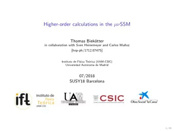 Higher-order calculations in the   SSM  Thomas Biek  otter  in collaboration with Sven